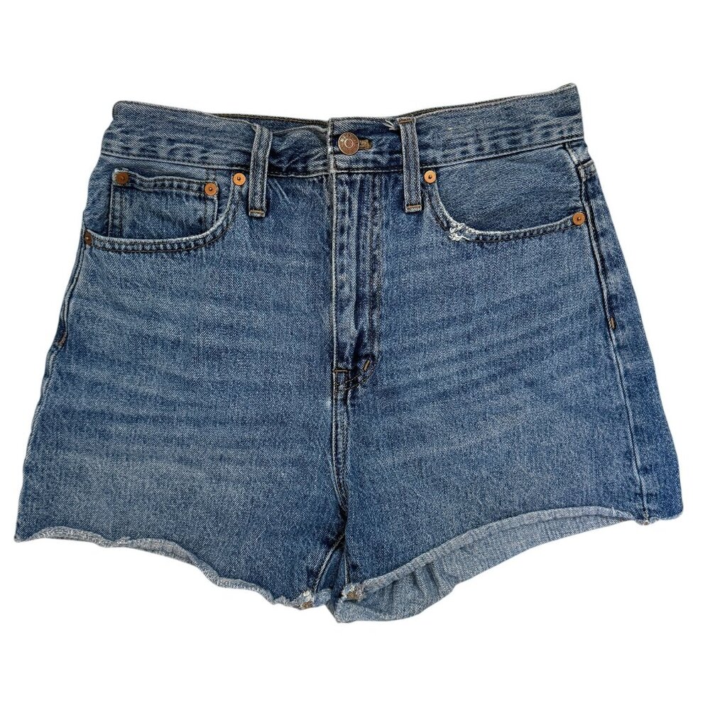 Madewell The Mom Jean Retro High Rise Medium Wash Denim Shorts size 26